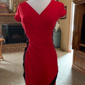 Black and red wrap dress